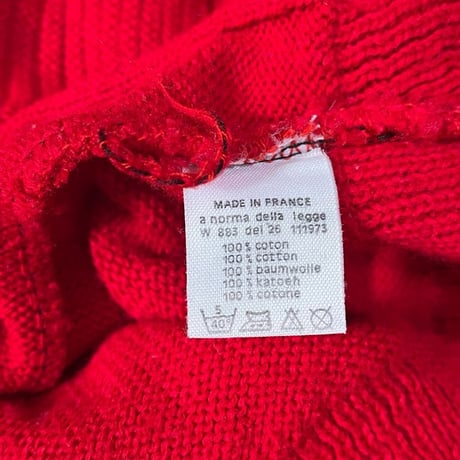 70's "CHEMISE LACOSTE" Cotton Vneck Knit