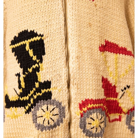 60's "Car Design" Cowichan Knit Cardigan