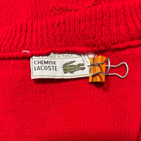 70's "CHEMISE LACOSTE" Cotton Vneck Knit