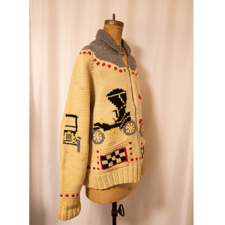60's "Car Design" Cowichan Knit Cardigan
