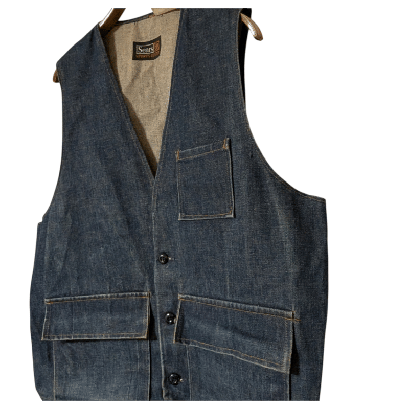 稀少　〜70s デニムモーターサイクルベスト　MC VEST スペシャル品 70s Sears Sports Center Denim Vest | 佐々木洋品堂