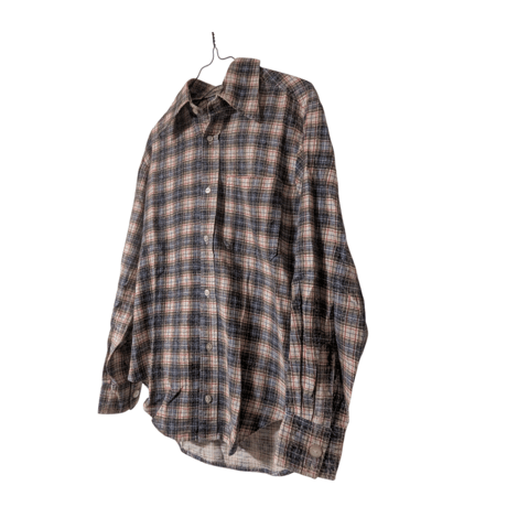 Vintage Plaid Cotton Shirt / Blue × Red Check
