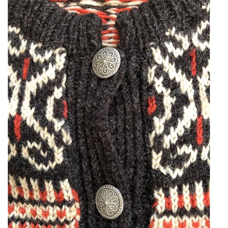 50~60's "HUSFLIDEN"Nordic Hand Knit Cardigan