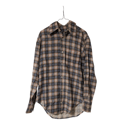 Vintage Plaid Cotton Shirt / Blue × Red Check
