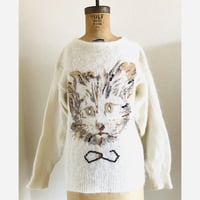 ”am” Cat Design Mohair Knit