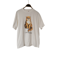 90's Fruit of the Loom “I Am Smiling” Cat Print T-Shirt
