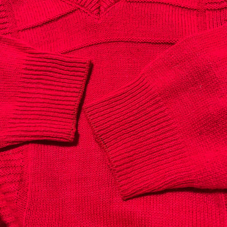 70's "CHEMISE LACOSTE" Cotton Vneck Knit