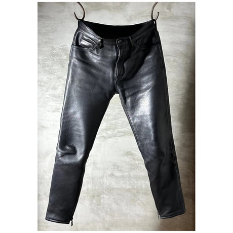 パンツ BAA COSTUME MFG. \"Mustang Pants Gold\" L Silver Shiny Motorcycle Pu Leather Pants Men Brand Skinny