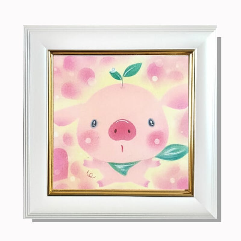 油絵　みーちゃん確認　頭に花をのせた豚 テキスト講座（日本語版）DL販売】「幸せな子ブタちゃん