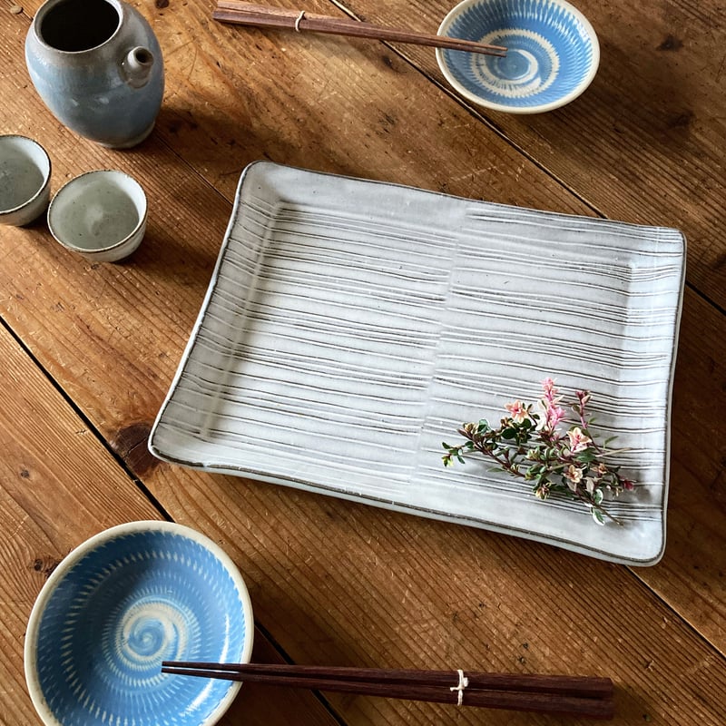 板皿 大 しのぎ 白 No.3 | 櫻井窯