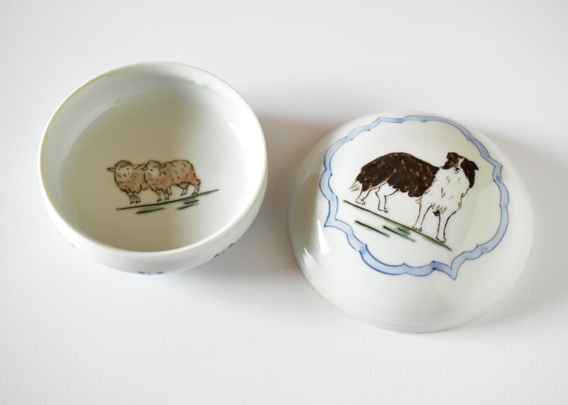 色絵牧羊犬フタモノ／工房あめつち | うつわと暮らし 凛 ONLINE SHOP