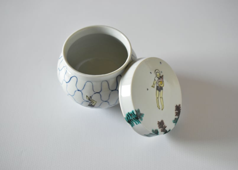 工房あめつち 「色絵 蓋物 鹿 工房あめつち 「色絵 蓋物 鹿