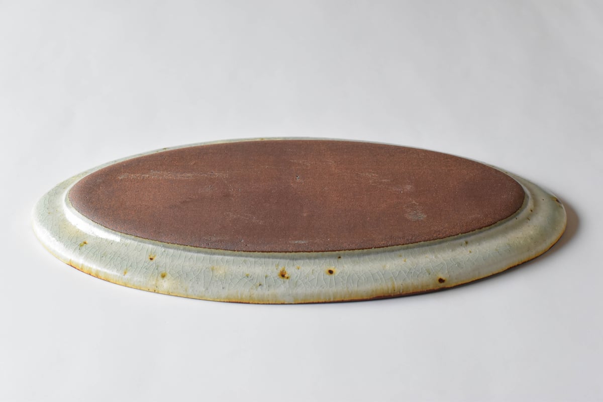 コウホ窯 市野吉記 うさぎ ブルー オーバル 皿