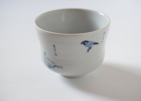 染付鳥図鑑碗／工房あめつち