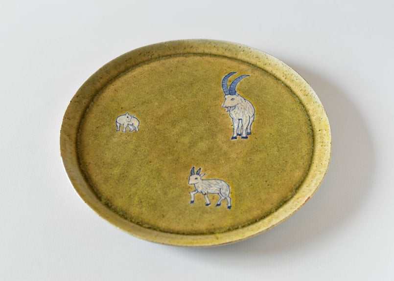 染付ヤギ緑地大皿／工房あめつち | うつわと暮らし 凛 ONLINE SHOP