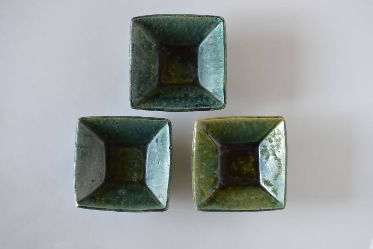 【美品】境道一 織部釉 八角形皿 2枚セット fit=scale-down,w=1200
