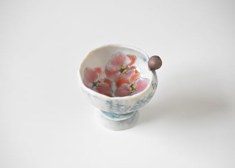 スズキヨウコ作　カタクリの花が美しいゴブレット スズキヨウコ作 カタクリの花が美しいゴブレット