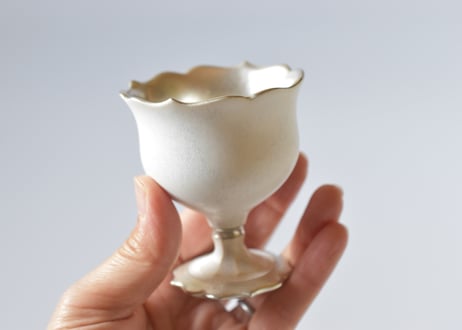 Pukuri 白稜花銀彩茶杯／東一仁