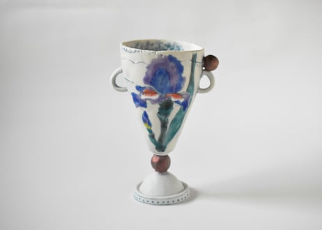 スズキヨウコ作　カタクリの花が美しいゴブレット スズキヨウコ作 カタクリの花が美しいゴブレット スズキヨウコ作