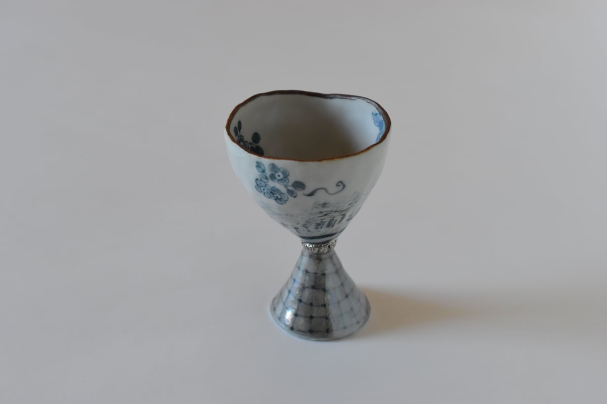 スズキヨウコ作　カタクリの花が美しいゴブレット スズキヨウコ作 カタクリの花が美しいゴブレット スズキヨウコ作