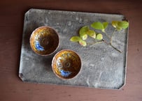 蝶文鉄釉菊花盃／工房あめつち