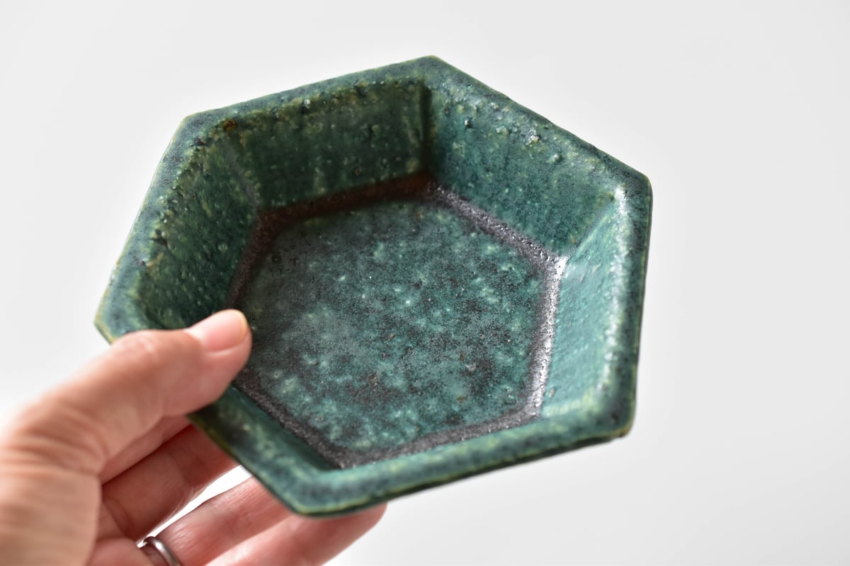 境道一　織部釉　プレート2枚　作家 境道一 織部釉 プレート2枚 作家 境道一 織部釉 プレート2