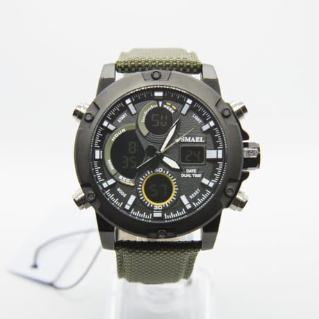 【新着モデル】ミリタリーデザイン デジアナ メンズ腕時計（#1325）グリーン