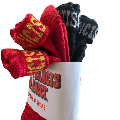 SAN FRANCISCO.NNECT. ORIGINAL-2PAIRS OF SOCKS. BLK/WHT×RED/YEL-SET🖤❤️