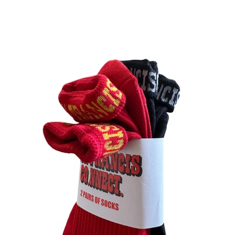 SAN FRANCISCO.NNECT. ORIGINAL-2PAIRS OF SOCKS. BLK/WHT×RED/YEL-SET🖤❤️