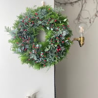 特大サイズ　35㎝　2025年　森の香り漂う　フレッシュナチュラルグリーン　クリスマスリース　【玄関ドアリース】