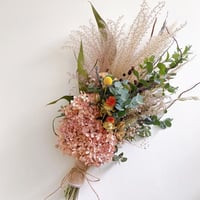 ドライフラワー　水無月紫陽花　パンパスグラス　秋色スワッグ　ブーケ
