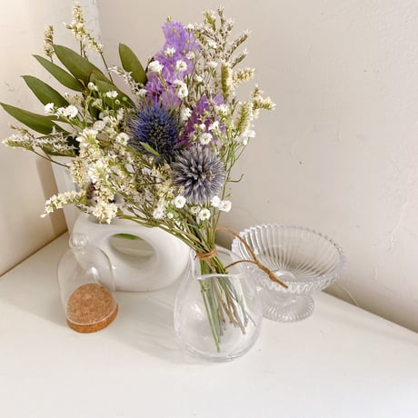 ドライフラワー White&Blue スワッグ ミニブーケ 花束