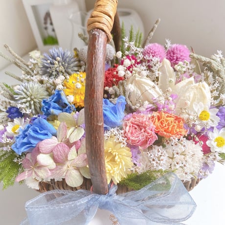 ドライフラワー　春のお花たっぷり フラワーバスケット 花籠