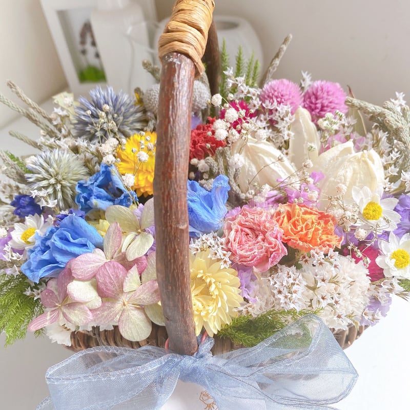 ドライフラワー 春のお花たっぷり フラワーバスケット 花籠 | ayakai