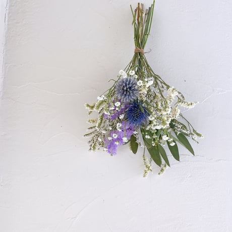 ドライフラワー White&Blue スワッグ ミニブーケ 花束