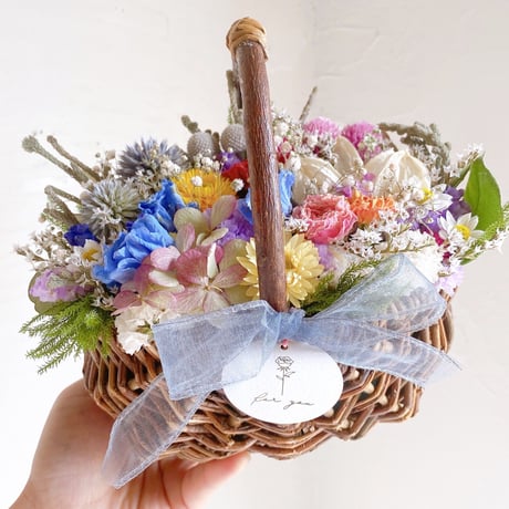 ドライフラワー　春のお花たっぷり フラワーバスケット 花籠