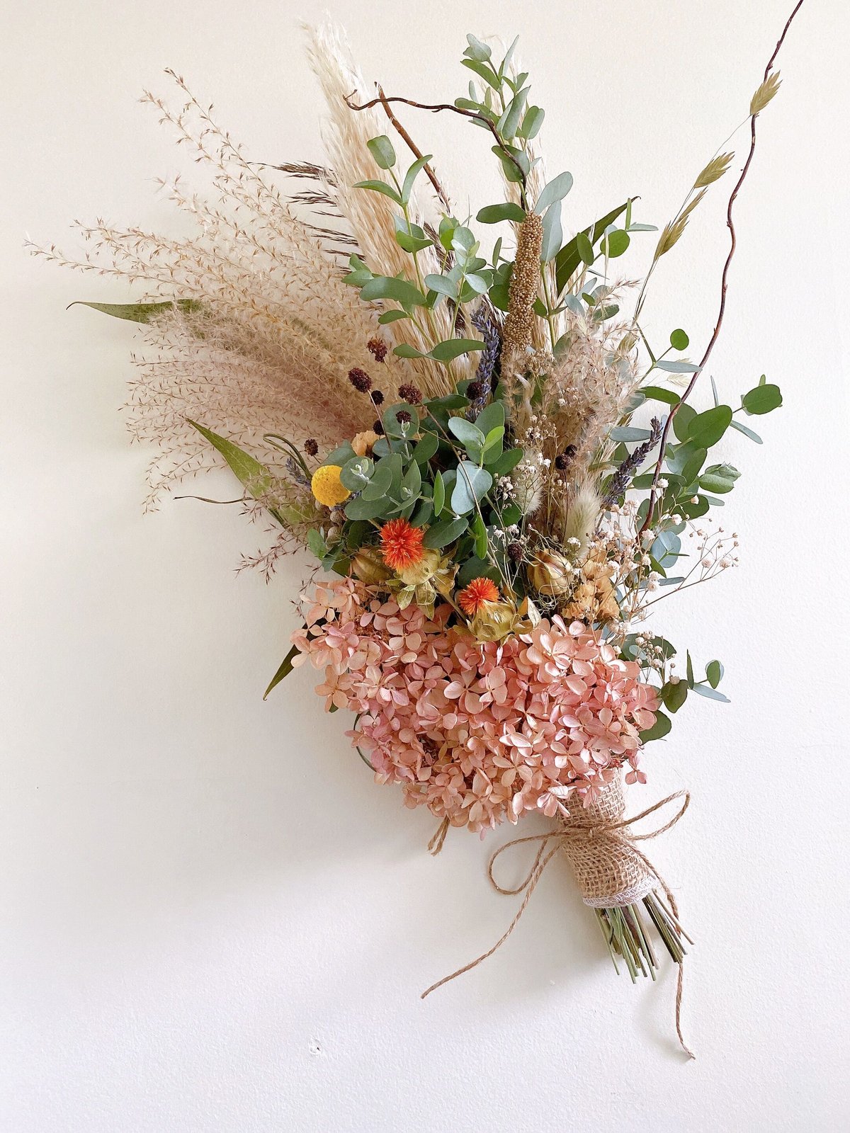 ドライフラワー 水無月紫陽花 パンパスグラス 秋色スワッグ ブーケ