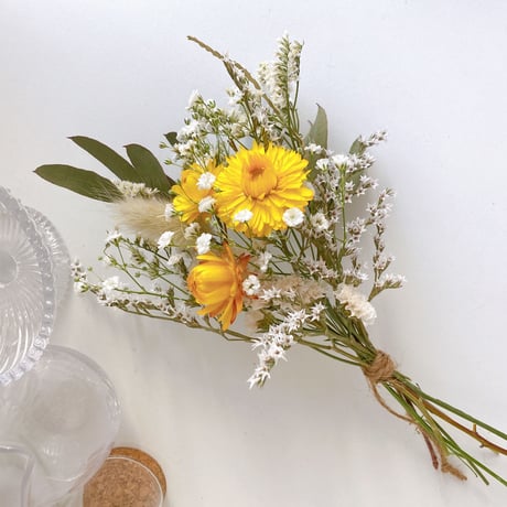 ドライフラワー スワッグ ブーケ White&yellow 花束