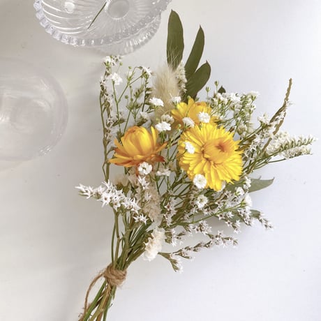 ドライフラワー スワッグ ブーケ White&yellow 花束