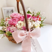 ドライフラワー フラワーバスケット 花籠 White&pink