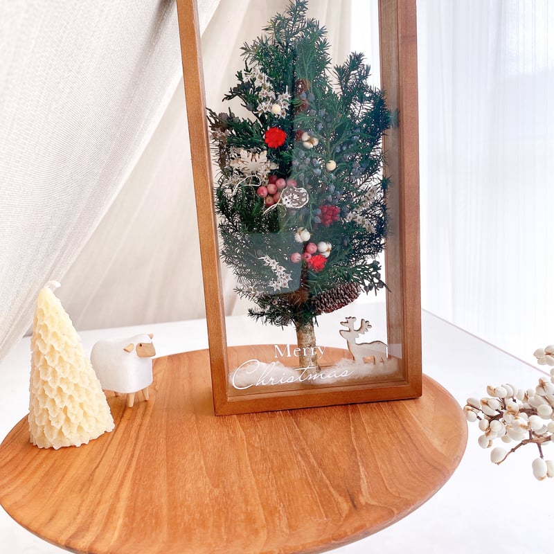 クリスマスツリー プリザーブドフラワーアレンジメント ☆クリスマスツリーのボックスアレンジ プリザーブドフラワー | ayakai
