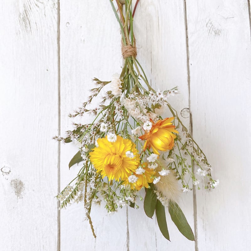 ドライフラワー スワッグ ブーケ White&yellow 花束 | ayakai flowe