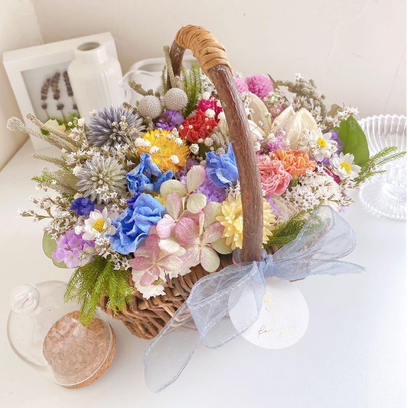 ドライフラワー 春のお花たっぷり フラワーバスケット 花籠 | ayakai  