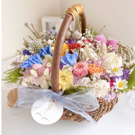 ドライフラワー　春のお花たっぷり フラワーバスケット 花籠