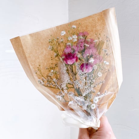 ドライフラワー White&pink スワッグ ミニブーケ 花束