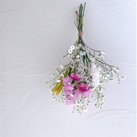 ドライフラワー White&pink スワッグ ミニブーケ 花束