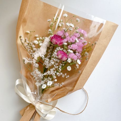 ドライフラワー White&pink スワッグ ミニブーケ 花束