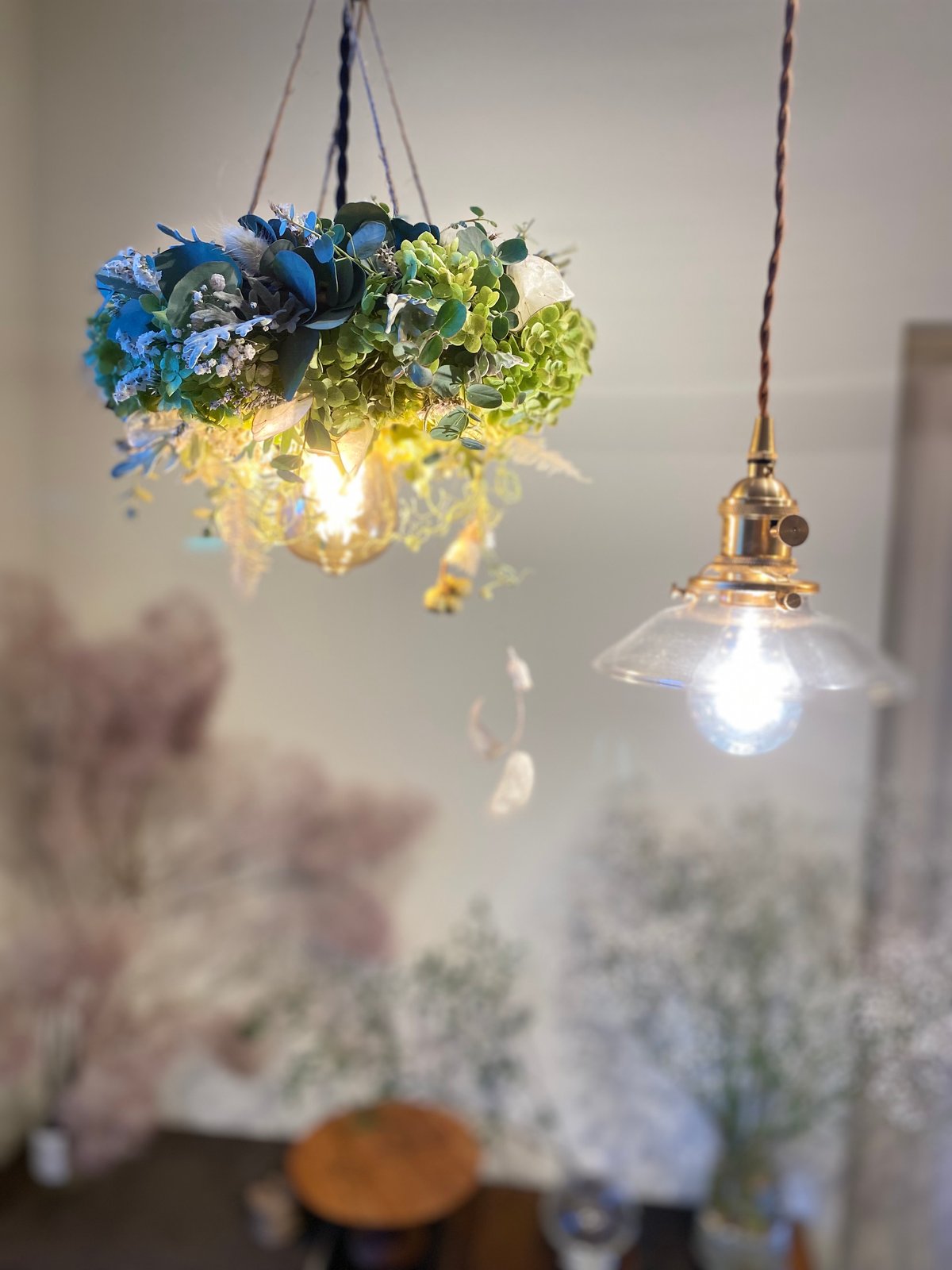 夏のフライングリース 空にふんわり浮かぶ、アナベル ユーカリ リース