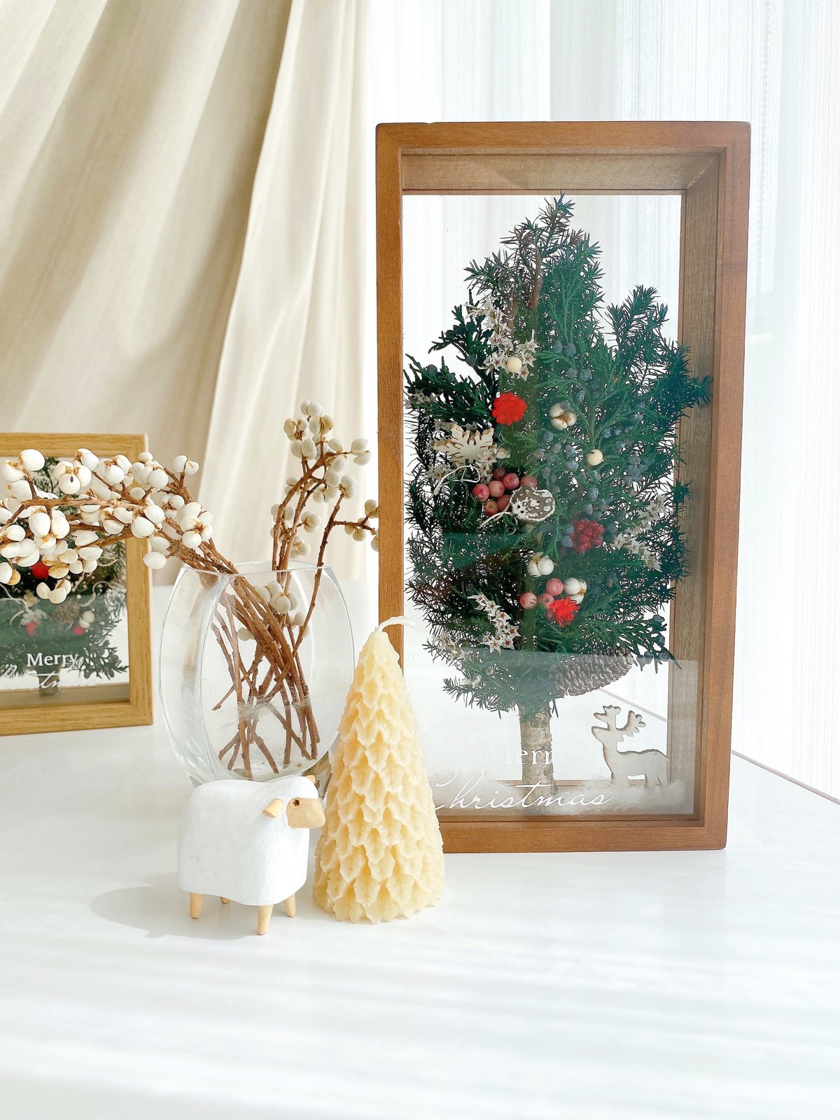 クリスマスツリー プリザーブドフラワーアレンジメント ☆クリスマスツリーのボックスアレンジ プリザーブドフラワー | ayakai