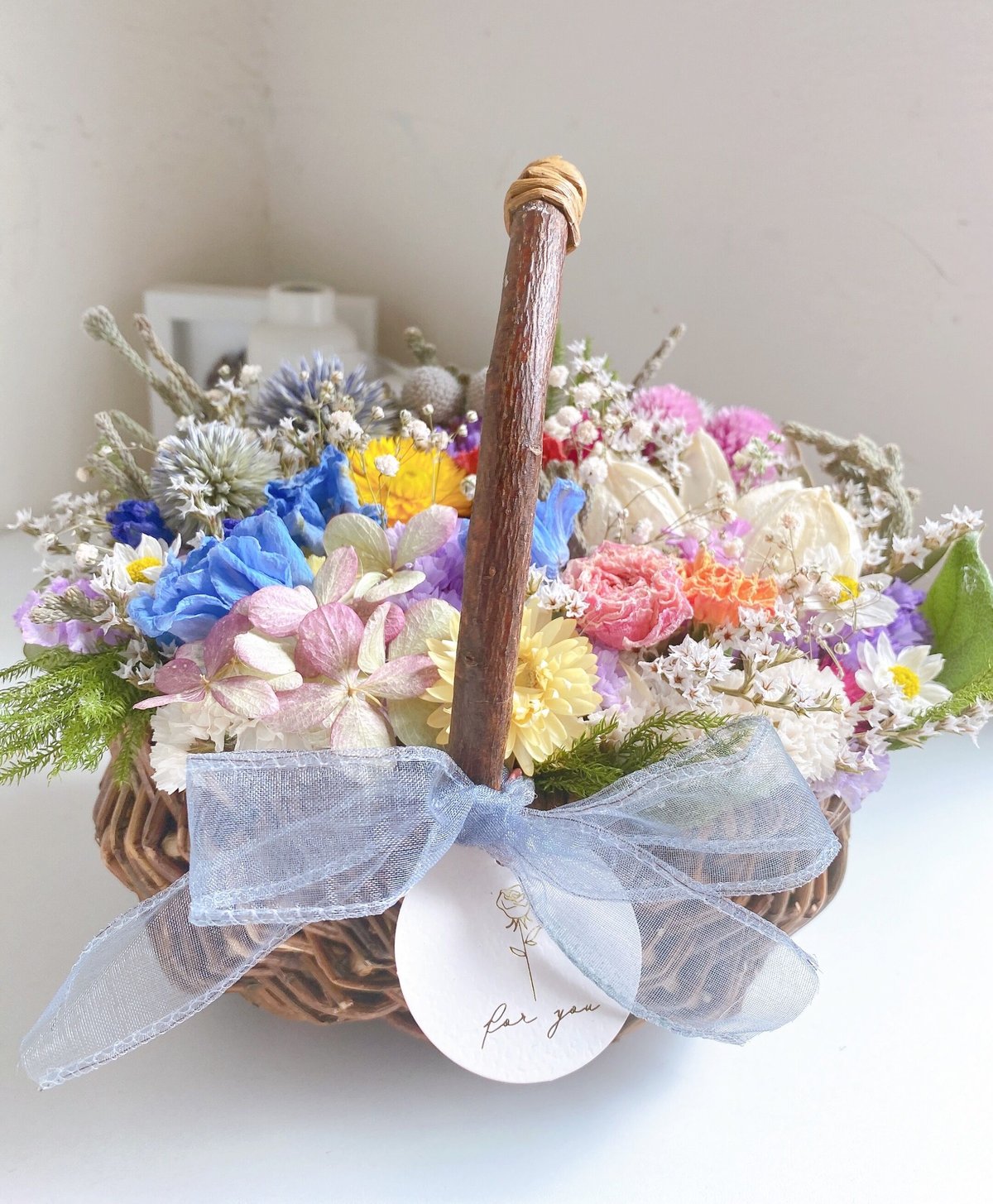 ドライフラワー 春のお花たっぷり フラワーバスケット 花籠 | ayakai  